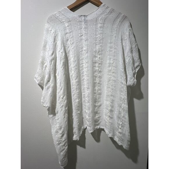 Steve Madden Sweaters - Steve Madden One Size Womens Sequined Cardigan Cape Open White Silver Rayon